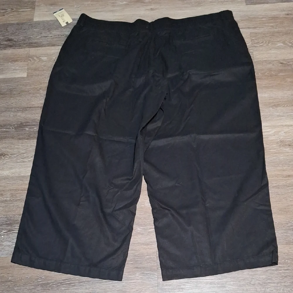 Black Flat Front Shorts with Elastic Waistband